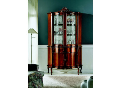 Italienesch Luxus Holz Design Miwwel Barock Stil Schaf Vitrin Braun Wunnzëmmer Nei