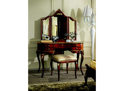 Luxus 3-Stéck Set Schminktisch Hocker Spigel Schlofkummer Italienesch Miwwelen Nei