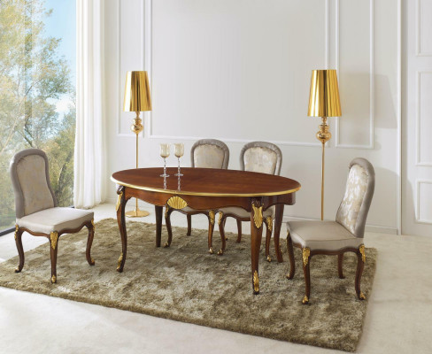 Ovalen Dësch Italienesch Miwwelen Luxus Iessdësch Iesszëmmer Holz Klassesche Stil