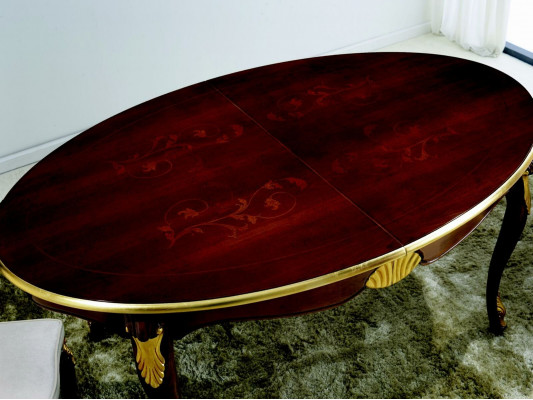 Ovalen Dësch Italienesch Miwwelen Luxus Iessdësch Iesszëmmer Holz Klassesche Stil