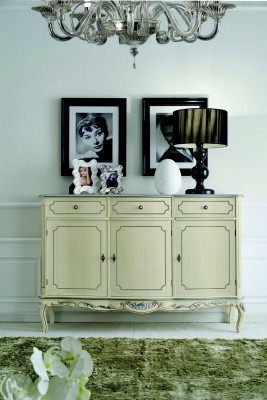 Designmiwwelen Stil Klassesch Kommode Wäiss Sideboard Holz Italienesch