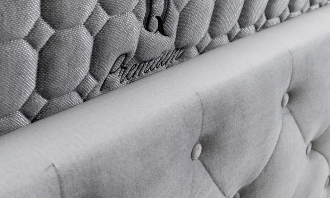 Bett Wäiss Modernen Design Stoff Polster Schlofkummer Duebelbett Holz Elegantes Nei