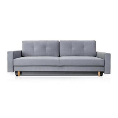 Komfortabelt a funktionellt ausklapps 3-Platzen-Sofa an hellgroer Faarf am moderne Stil.