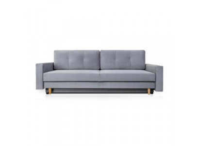 Komfortabelt a funktionellt ausklapps 3-Platzen-Sofa an hellgroer Faarf am moderne Stil.