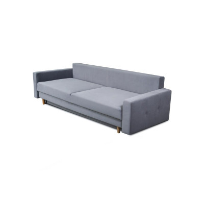 Komfortabelt a funktionellt ausklapps 3-Platzen-Sofa an hellgroer Faarf am moderne Stil.