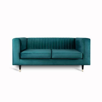 Sofa 2 Sëtzer Gréng Elegant Modern Luxus Design Holz Miwwel Polster Stoff Nei