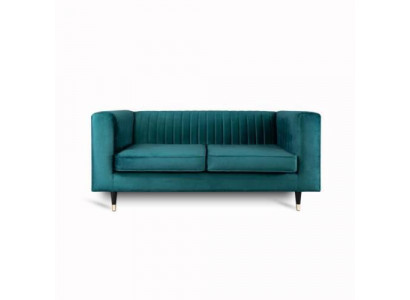 Sofa 2 Sëtzer Gréng Elegant Modern Luxus Design Holz Miwwel Polster Stoff Nei
