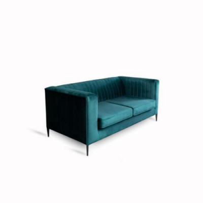 Sofa 2 Sëtzer Gréng Elegant Modern Luxus Design Holz Miwwel Polster Stoff Nei