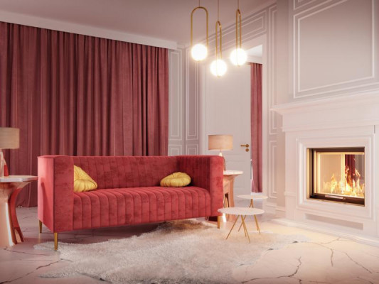 Sofa 2 Sëtzer Rosa Wunnzëmmer Modern Design Luxus Holz Miwwelen Polster Stoff Nei