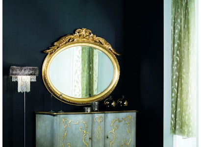 Ovale Spigel Wandspigel handgemaachte Holzrahmen Glas Barock Rokoko Gold