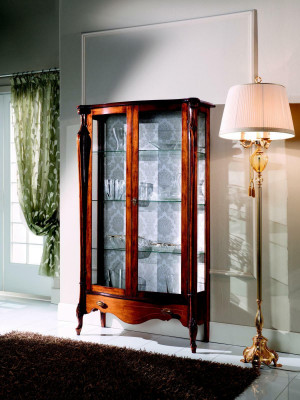Luxuriéis Italienesch Miwwelen Klassesch Miwwelen Holz Braun Vitrin Schick Vitrinenschaf