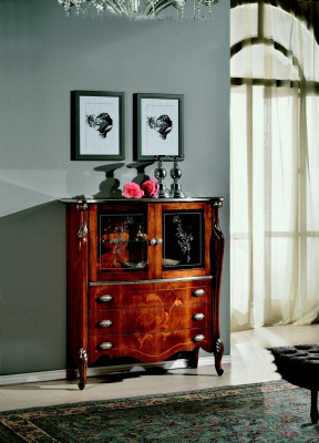 Luxuriéis Miwwelen Holz Glas Stil Barock Schaf Kommode Schief Designer