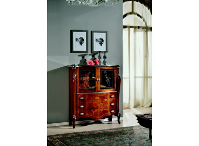 Luxuriéis Miwwelen Holz Glas Stil Barock Schaf Kommode Schief Designer