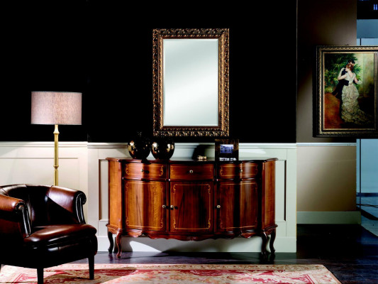 Schéckt Holz Luxus Italienesch Miwwelen 2-Deeler Set Miwwelstil Barock Kommod.
