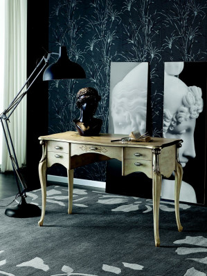 Luxus Schreifdësch Konsolen Luxus Dësch Büro Miwwelen Barock Gold Echt Holz