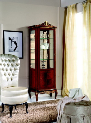 Klassesch Miwwelen Holz Braun Vitrine Schick Luxus Vitrineschaf Italienesch Miwwelen