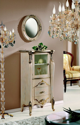 Miwwelen Klassesch Komodë Holz Glas Vitrin Kommodenschaf Designer