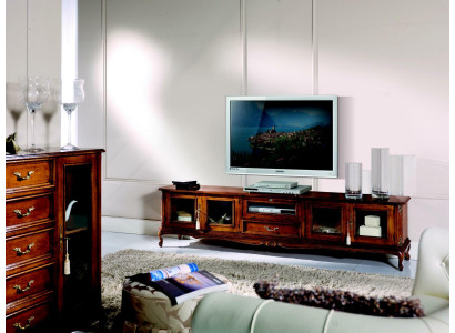 Luxus-Säitestéck TV-Schränk RTV Design Italienesch Miwwelen Wunnzëmmer Holz Barock Stil