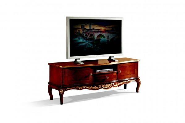 Designer Holz Barock TV-Schränk mat 2 Dieren, Schaf an Regal Italien