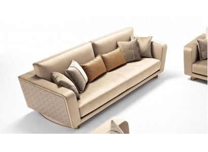 Designer-Däischlafer-Polstersofa mat modernen Design fir de Wunnzëmmer.