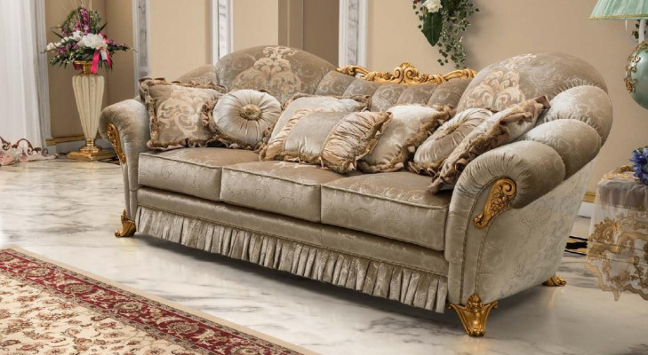 Canapé Design Dräisiichter Couch Polster 3er Canapéen Zëmmer Miwwelen Beige Canapéë Stoff