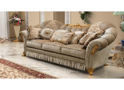 Canapé Design Dräisiichter Couch Polster 3er Canapéen Zëmmer Miwwelen Beige Canapéë Stoff