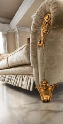 Canapé Design Dräisiichter Couch Polster 3er Canapéen Zëmmer Miwwelen Beige Canapéë Stoff