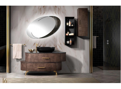 Design Buedzëmmer Miwwelen Bad 2 tlg. Set Garnitur Kommoud Wäschbecken Schwaarz