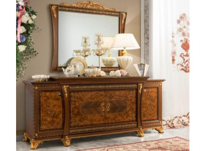 Kommoder Set Italienesch Miwwelen 2-Deeler Kommode mat Spigel Massivholz Sideboard