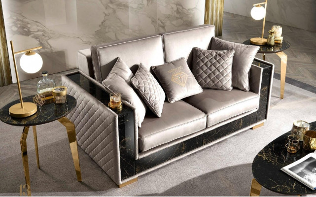 Zweesëtzeger Sofa Modern Design Polster Textil Sofas Sëtz Miwwelen Wunnlandschaft Gro