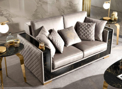Zweesëtzeger Sofa Modern Design Polster Textil Sofas Sëtz Miwwelen Wunnlandschaft Gro