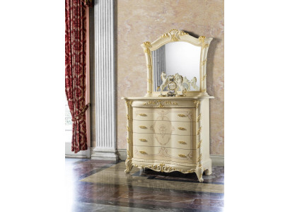Kommoden-Set Italienesch Miwwelen 2-teileg Massivholz Kommode mat Spigel Sideboard