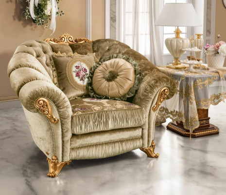 Designer Lehnstull gepolstert Sofa Sëtz Barock Rokoko Wunnzëmmer Fauteuil Lounge