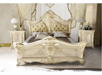 Chesterfield Schlofzëmmer Barock Still Miwwelen Textil Klassesch Bett Luxus