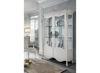 Vitrine Wäiss Glasschaf Design Klassesch Schaf Luxus Holz Miwwelen Vitrinnen Nei
