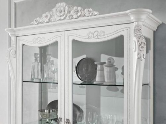 Vitrine Wäiss Glasschaf Design Klassesch Schaf Luxus Holz Miwwelen Vitrinnen Nei