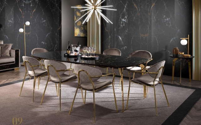 Luxus Iessdësch Modern Iesszëmmer Kichen Iessen Dëscher Design Dësch Glas 250 cm XXL