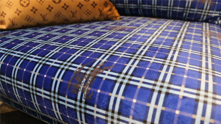 Design Polster Luxus Sëtz Canapé Couch Textil Sofa 3 Sëtzer Stoff Dräisëtzer Samt