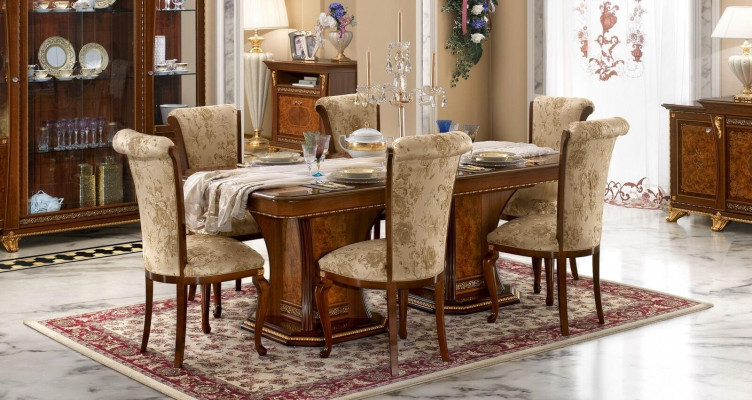 Kichen Still 6x Stull Set Textil Polster Sitz Holz Iesszëmmer Garnitur Iesszëmmer