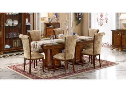 Kichen Still 6x Stull Set Textil Polster Sitz Holz Iesszëmmer Garnitur Iesszëmmer