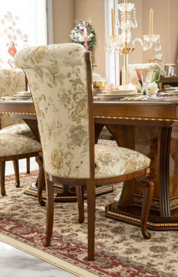 Kichen Still 6x Stull Set Textil Polster Sitz Holz Iesszëmmer Garnitur Iesszëmmer