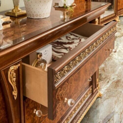 Kommoden-Set Italienesch Miwwelen 2 Stéck Massivholzkëscht mat Spigel Sideboard