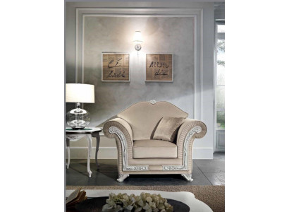 Fauteuil Luxus Klassesch Einsëtzeger Holz Beige Lehnstull Wunnzëmmer Miwwelen Italien