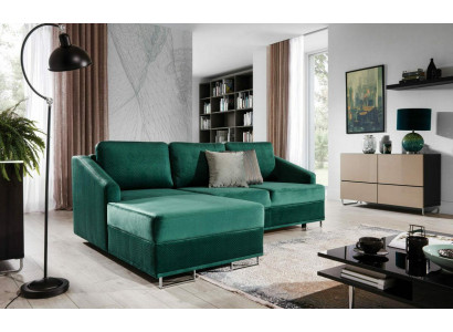 Luxus Ecksofa Couch - Smaragdgréng Sofa Polster Eckgarnitur Schlofffunktion nei