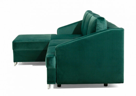 Luxus Ecksofa Couch - Smaragdgréng Sofa Polster Eckgarnitur Schlofffunktion nei