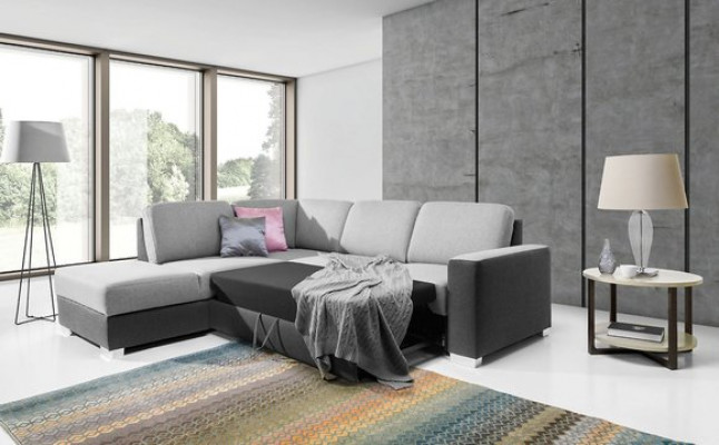 Multifunktiounnell Designer-Schlofsofa Eckform D fir Wunnzëmmer
