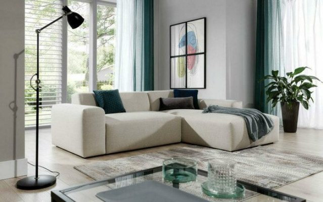 Eckcouch Canapé Canapé Couchage Polster Wohnlandschaft Textil Eckcouch Garnitur