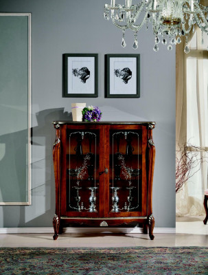 Schécken Design Miwwel Luxus Holz Vitrine Stil Antik Barock Schaf Italienesch Niewen Dësch.