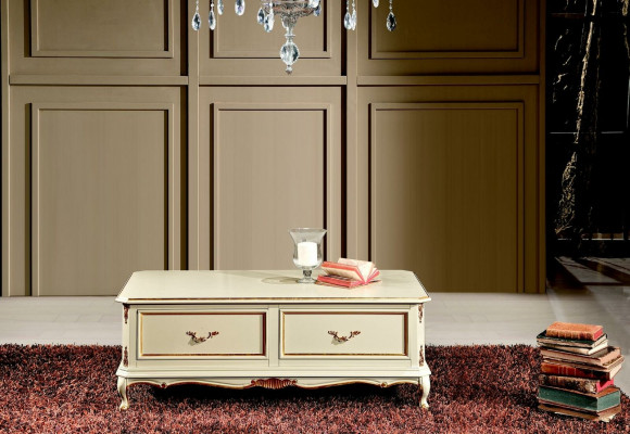 Holz Italienesche Miwwelen Barockstil Luxus Wäisse Canapé-Dësch Wunnzëmmer Dësch Nei