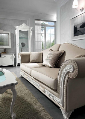 TV-Schaf Holz RTV Vitrin Wunnzëmmer Wunnwand Design Bizzotto Set 2-teil. Wäiss